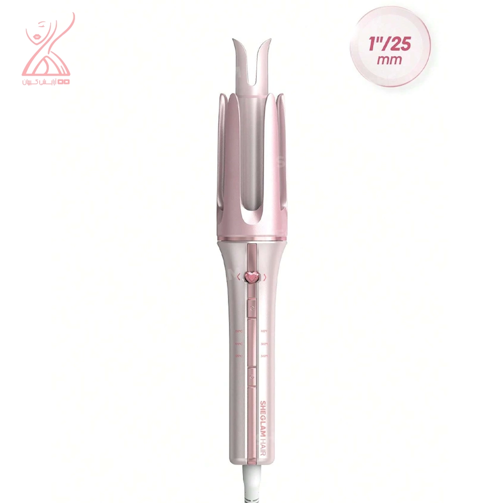 فرکننده مو چرخشی صورتی شیگلم سایز ۲۵ میلی متری Sheglam Hair Pink Hair Curler ۲۵mm