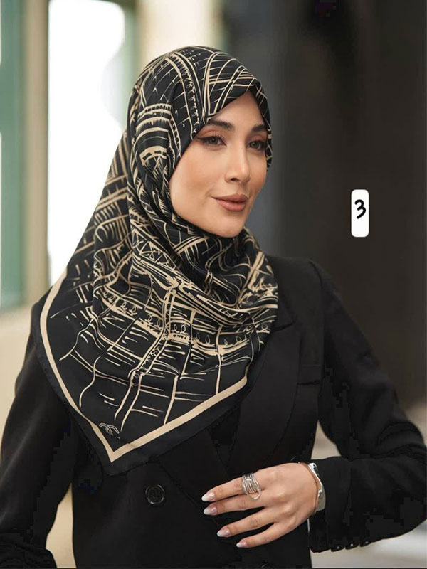 روسری ابریشم توییل کد ۱۰۳۳ - 3