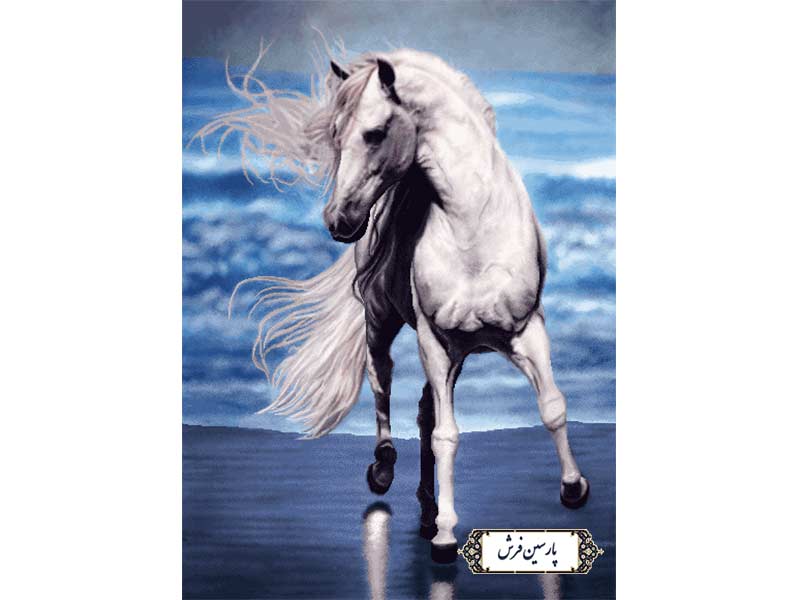 نخ و نقشه تابلو فرش طرح اسب سفید - کد NH3590