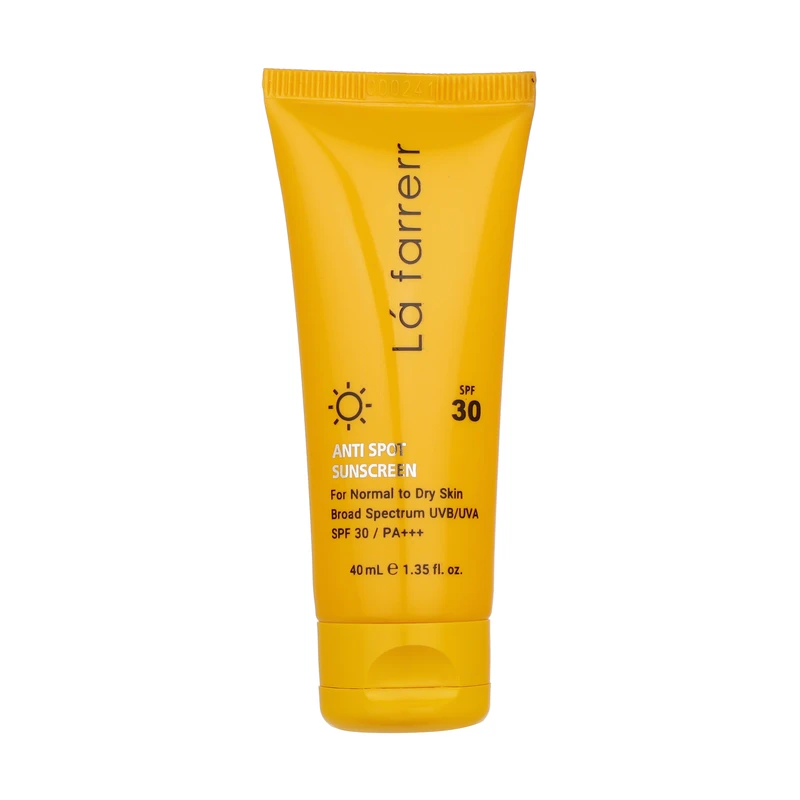 کرم ضد آفتاب و ضد لک بدون رنگ SPF30 پوست خشک و معمولی لافارر40 میلی لیتر