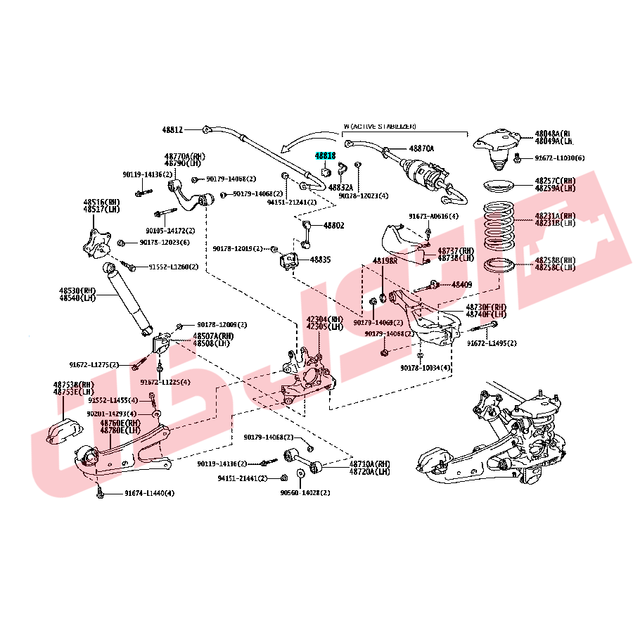 لاستیک چاکدار عقب لکسوس RX450 مدل 2014-2013