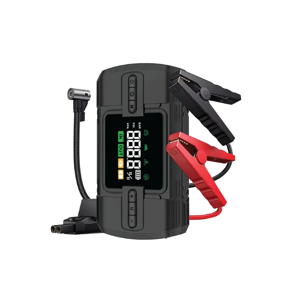 جامپ استارتر چهار کاره خودرو و پمپ باد برند گرین لاین مدل Green Lion 12V Jump Starter GN12VJUST