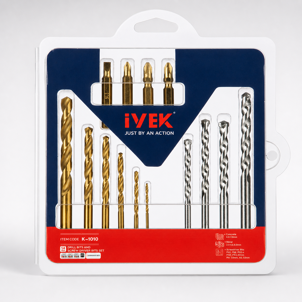 ست سرپیچ گوشتی و مته ۱۴ پارچه K-1010 ایوک