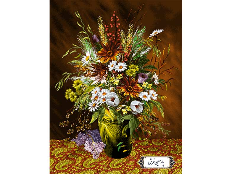 نخ و نقشه تابلو فرش گل و گلدان سایز کوچک - کد NG1469