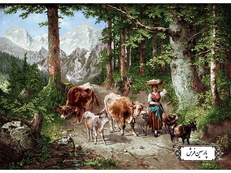 نخ و نقشه تابلو فرش فرانسوی طرح دامداری - کد NF2291