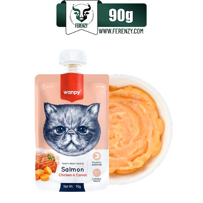 پودینگ گربه ونپی طعم ماهی سالمون و مرغ و هویج وزن ۹۰ گرم Wanpy Salmon & Chicken & Carrot