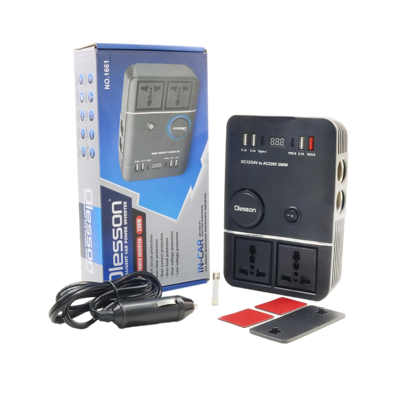 اینورتر خودرویی 200 وات 12/24VDC به 220VAC مدل 1661
