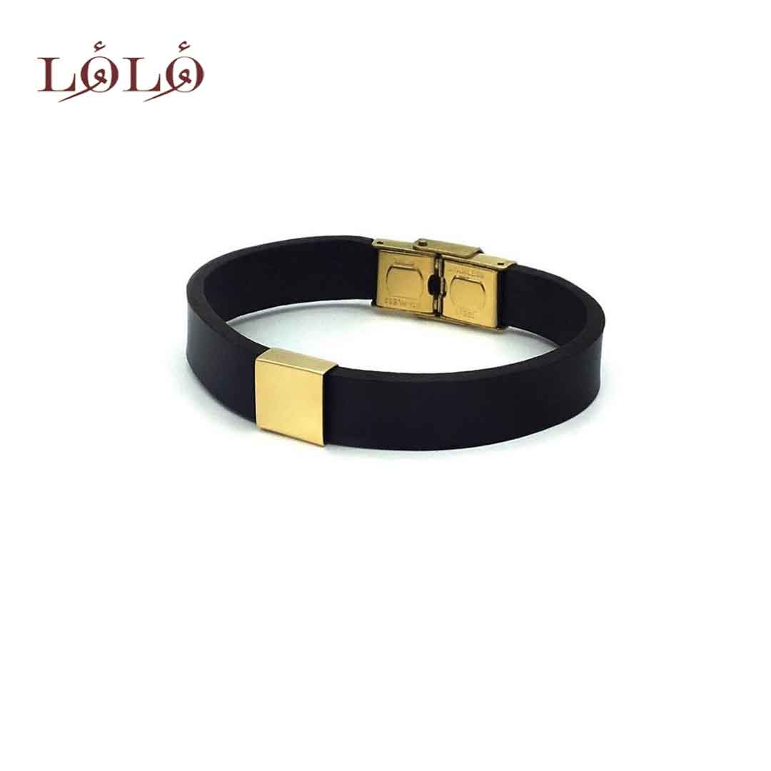 دستبند نقره چرم مکعب
