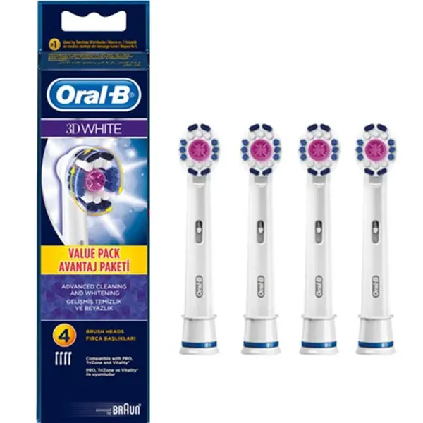سری مسواک برقی اورال بی 3D White پک 4 عددی Oral-B 3D White