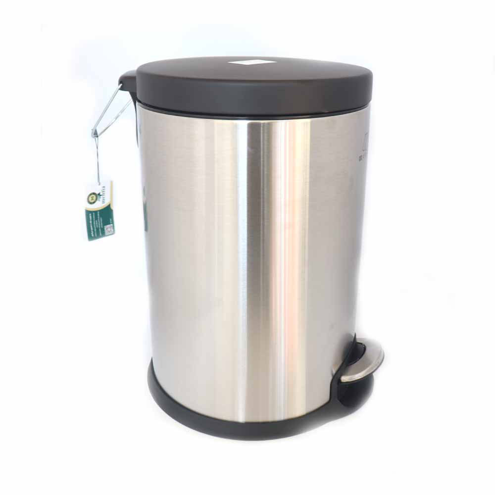 سطل زباله استیل پدال دار درب مشکی منتیا کد 1817