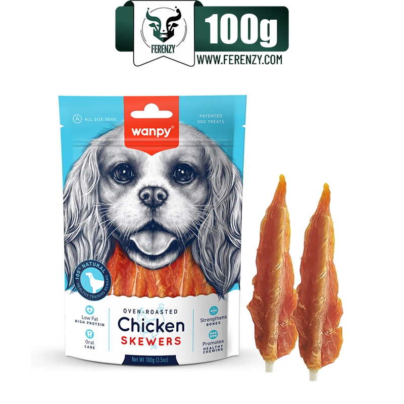 تشویقی سگ ونپی مدل اسکیورز با طعم مرغ chicken skewers وزن 100 گرم