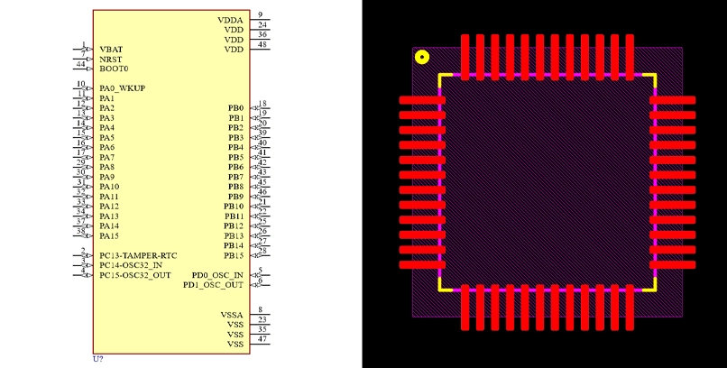 فوت پرینت میکروکنترلر STM32F103C8T6