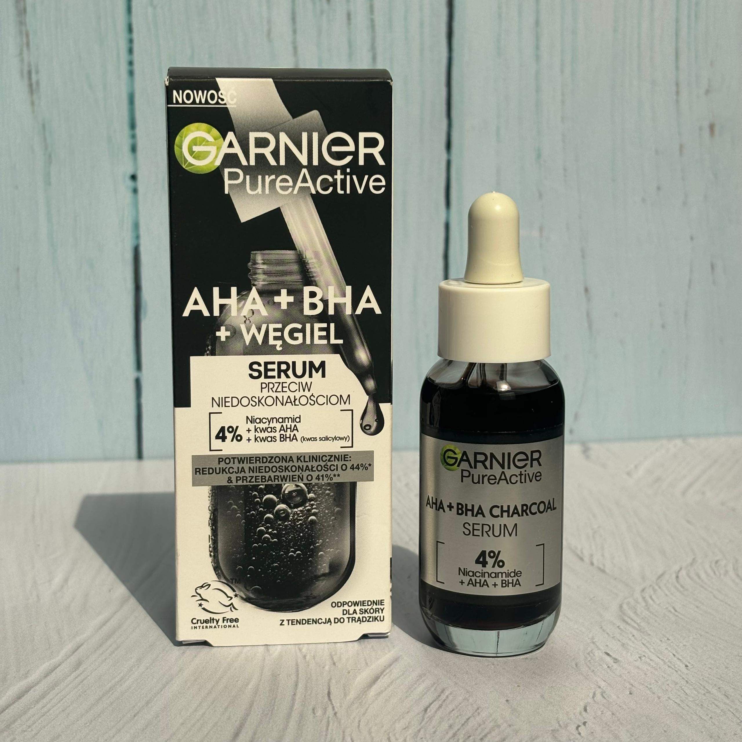 سرم زغالی ضد جوش و لک گارنیر 30 میل Garnier AHA + BHA 4% &amp; Niacinamide Charcoal Face Serum