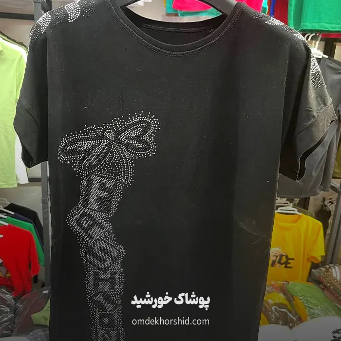 تیشرت مشکی نگینی کد 4
