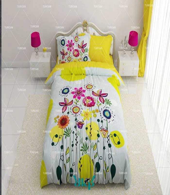 روتختی زرد یک نفره گلدار کد d246