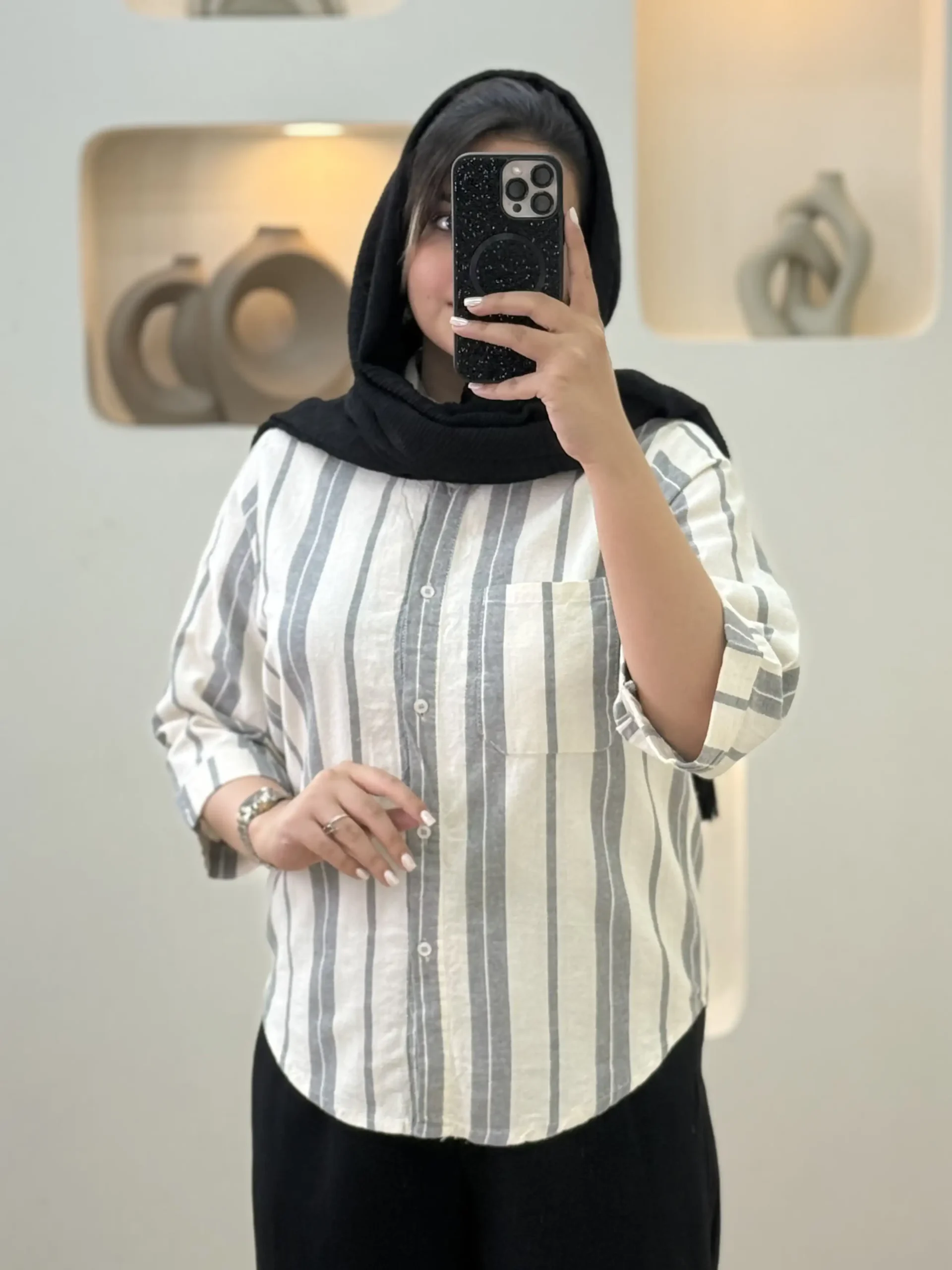شومیز کنفی درشت-4467 - طوسی