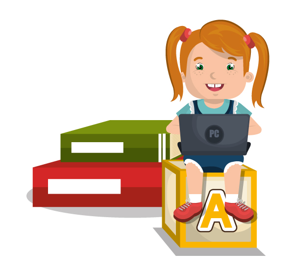وکتور لایه باز دانش آموز دختر طرح کلاس آنلاین