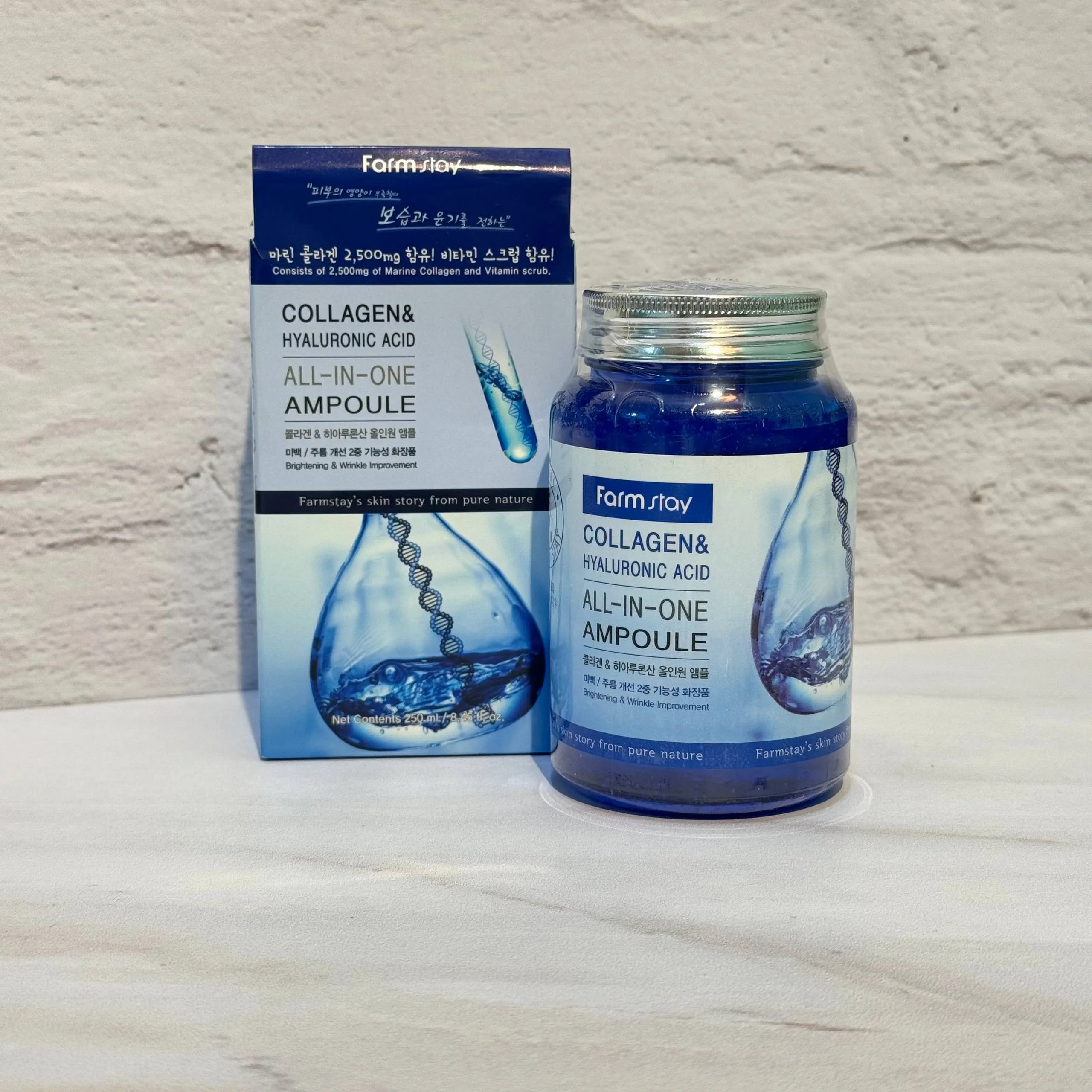 آمپول کلاژن و هیالورونیک اسید آل این وان فارم استی 250 میل Farm Stay Collagen &amp; Hyaluronic Acid All In One Ampoule