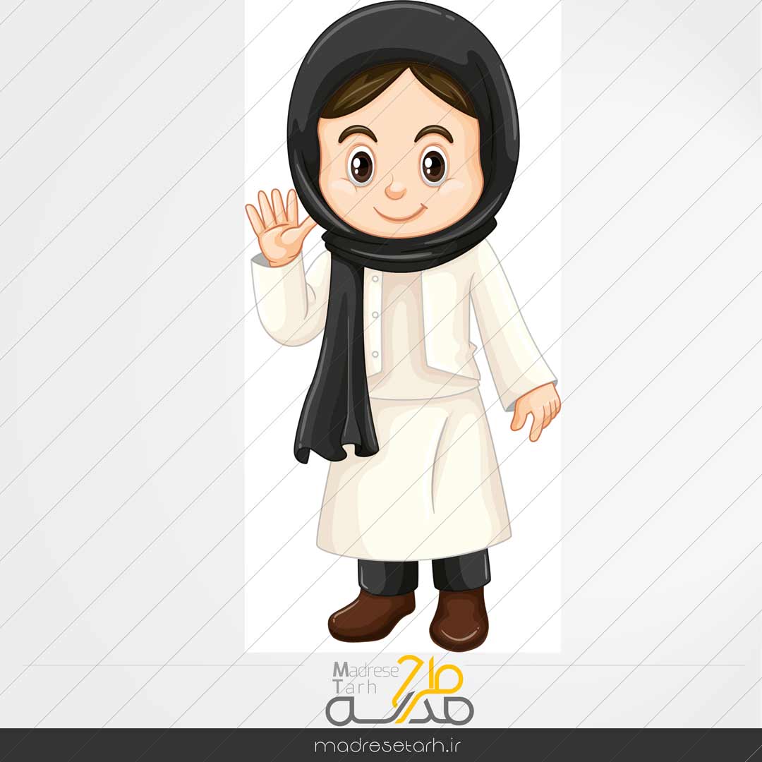 وکتور کاراکتر دختر با حجاب بصورت لایه باز