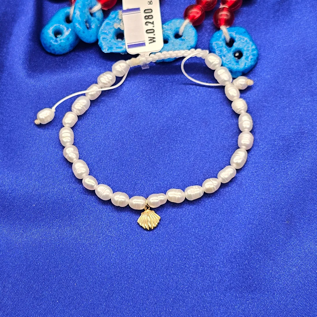 دستبند طلا و مروارید صدف b899