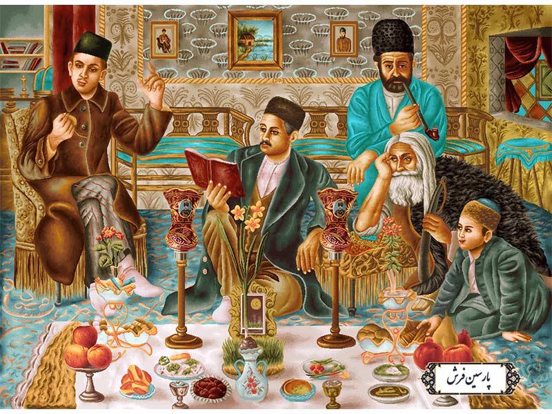 نخ و نقشه تابلو فرش طرح هفت سین نوروز - کد NP4942