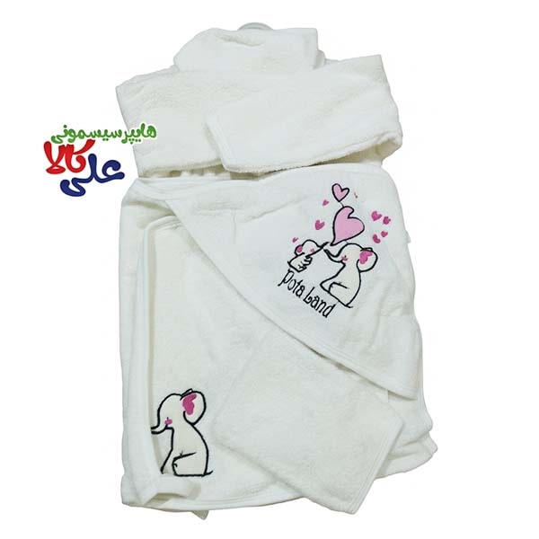 ست 5 تکه حوله نوزادی طرح 2 فیل Pata Land