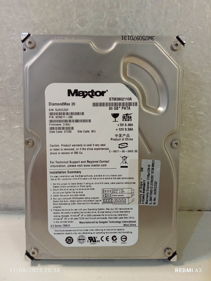 هارد 80گیگ MAXTOR -مدل DIAMONDMAX20(استوک)