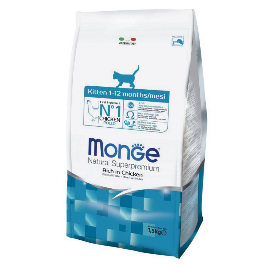غذای خشک بچه گربه مونژه سوپر پرمیوم Monge Natural Super Premium Kitten