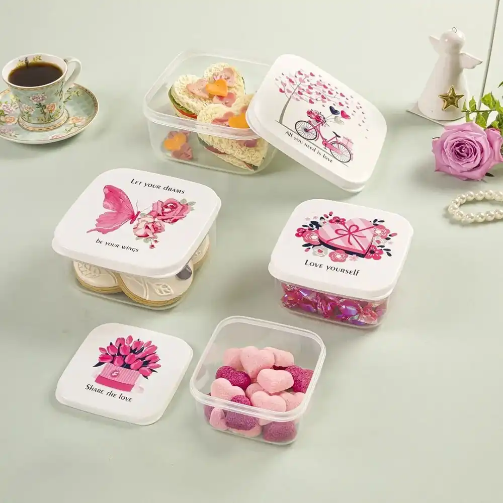 ست ظرف غذا مربع چاپدار لیمون کد 223100 - طرح ۲