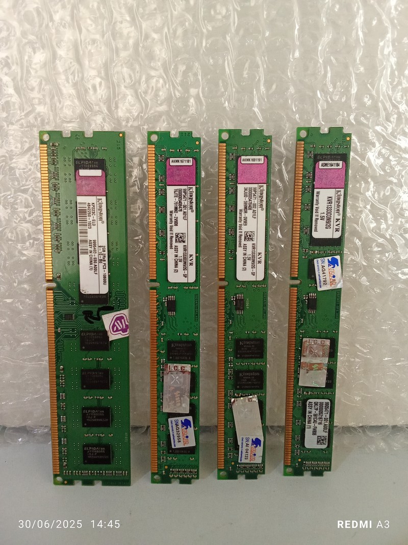 بسته 4 عدد رم 2 گیگDDR3 برند کینگستون باس 1333-دو برچیپ-استوک