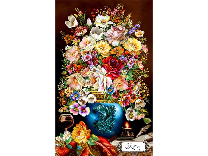 نخ و نقشه تابلو فرش طرح شمع و گلدان - کد NG1603