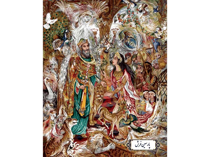 نخ و نقشه تاجگذاری ملکه سبا و حضرت سلیمان - کد NM5640