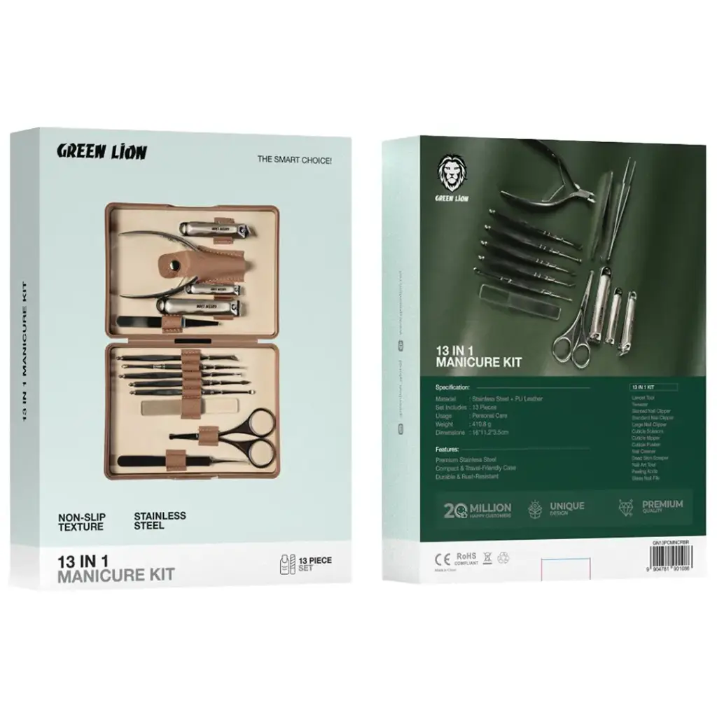 کیت مانیکور 13 کاره گرین لاین Green Lion 13 in 1 Manicure Kit