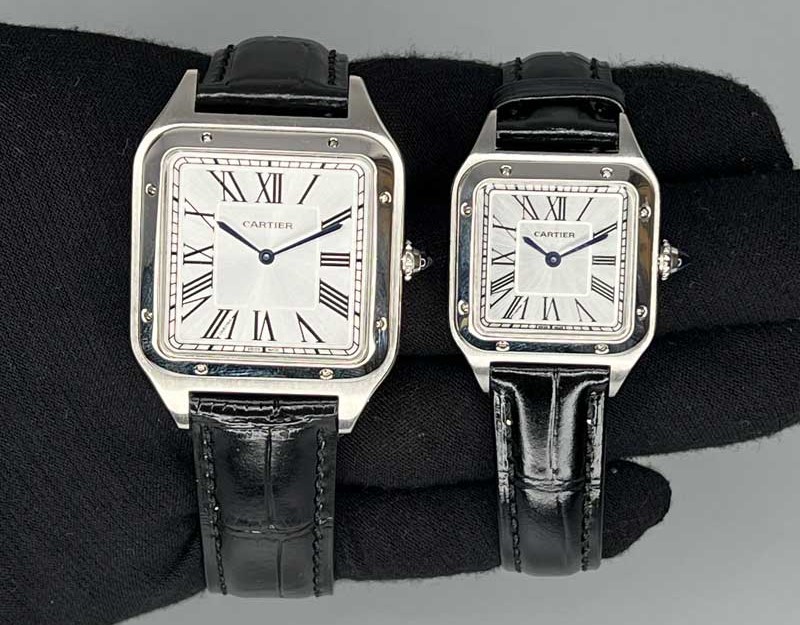 ساعت مچی ست کارتیر دمونت بند چرم مشکی Cartier Dumont 6750