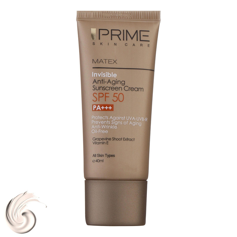 کرم ضدآفتاب بدون رنگ پرایم مدل Anti Aging SPF50، حجم 40 میلیلیتر