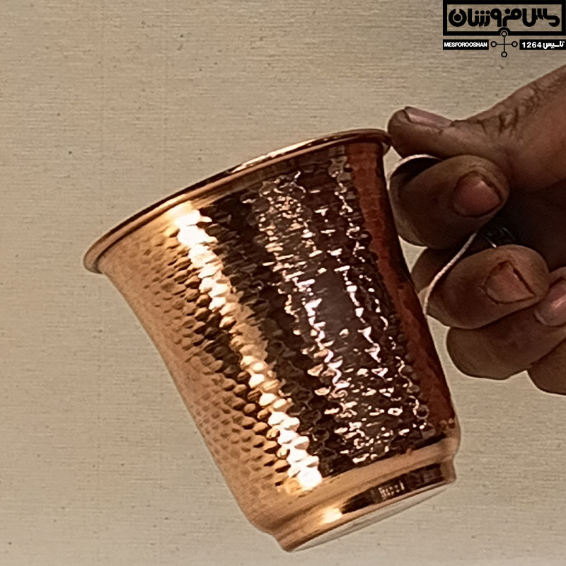 لیوان مسی دسته دار چکشی پله ای نانو 150cc زنجان مدل تارا