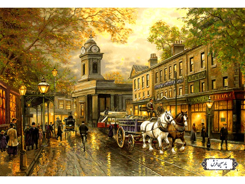 نخ و نقشه تابلو فرش منظره دیدنی خیابان - کد NV846