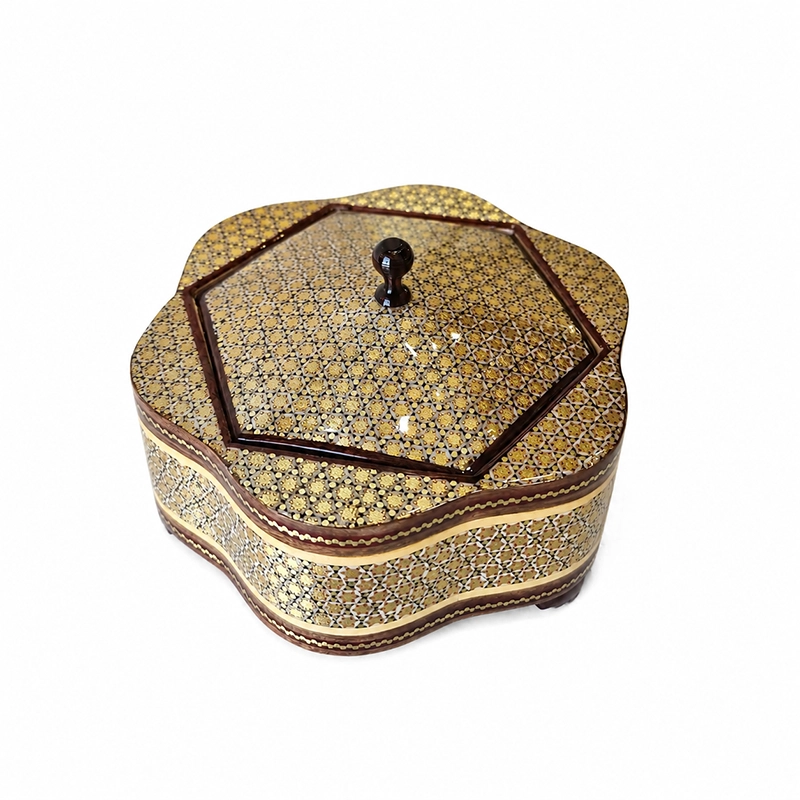 شکلات خوری خاتم گلی سیمی کوچک طرح 2 کاظمی