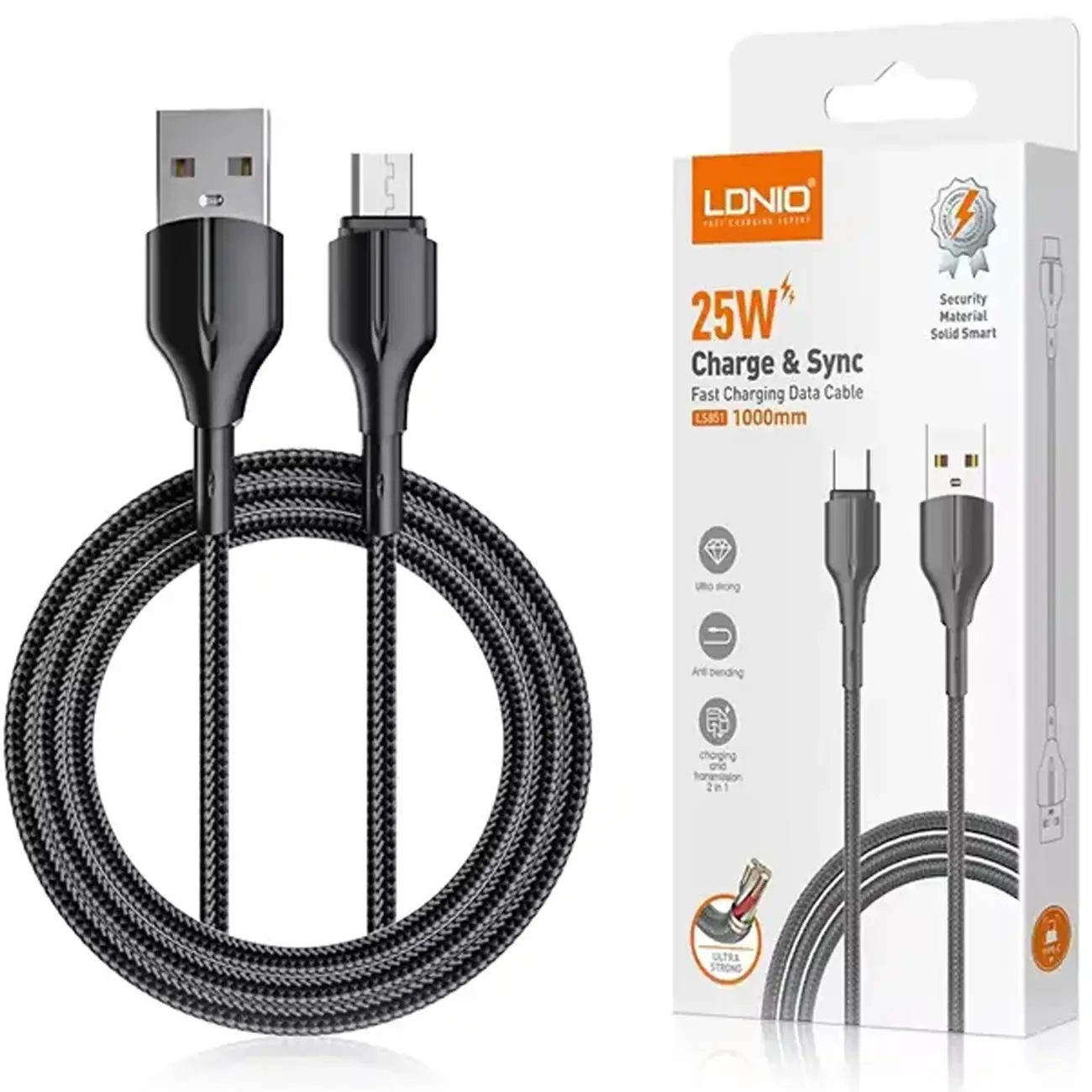 کابل میکرو یو اس بی الدنیو Ldnio مدل LS851 یک متری