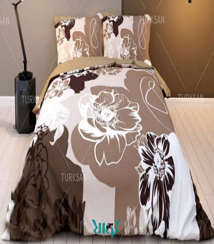 روتختی قهوه ای گلدار دونفره کد d356