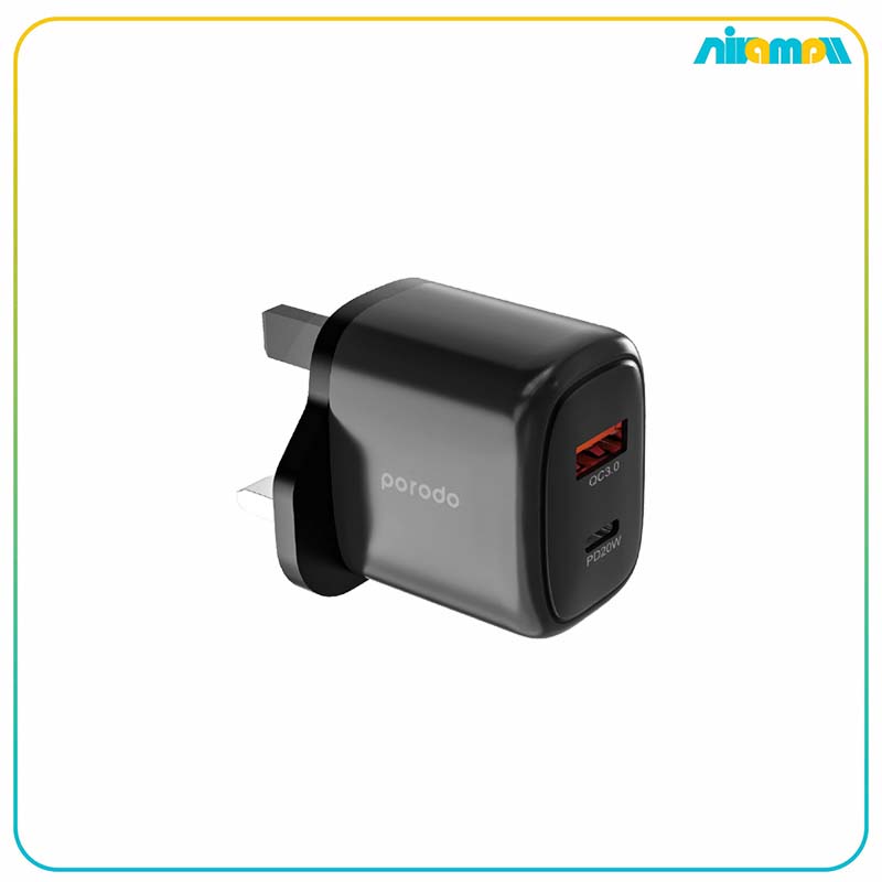 شارژر دیواری 20 وات پرودو مدل USB A+C Charger EU