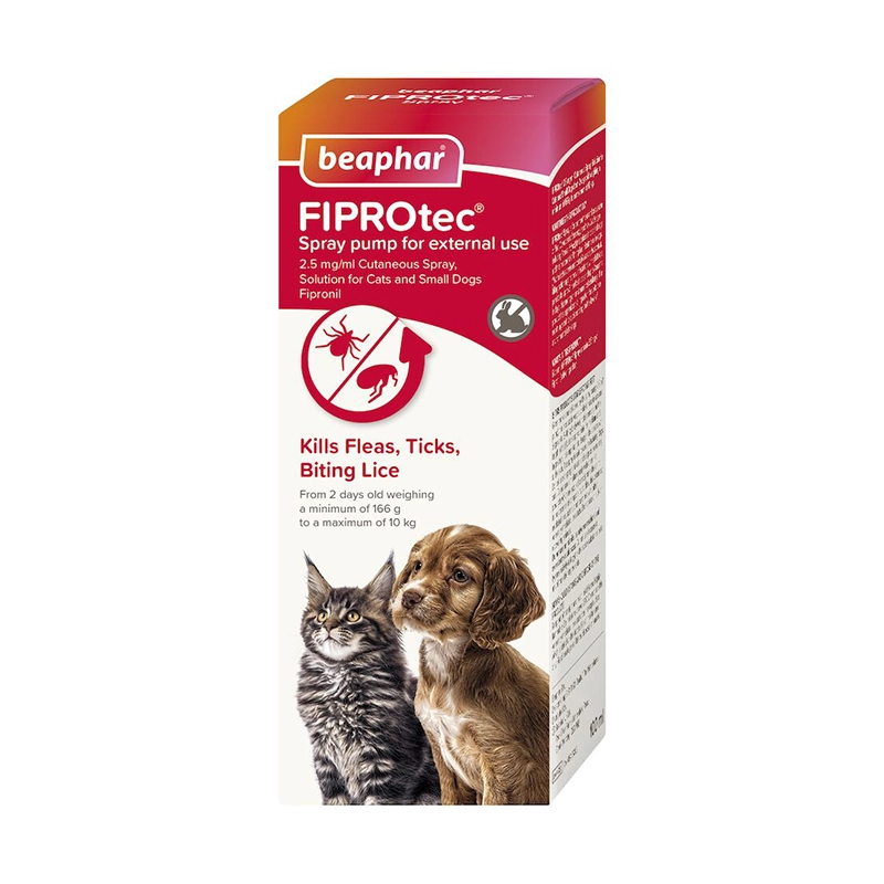 اسپری ضد کک و کنه بیفار مدل FIPROtec مخصوص سگ و گربهBeaphar FIPROtec® Flea &amp; Tick Spray for Cats &amp; Dogs (100 میلی لیتر)