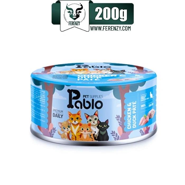 کنسرو گربه بالغ پابلو طعم مرغ و اردک مدل پته وزن 200 گرم Pablo Pet Supplies