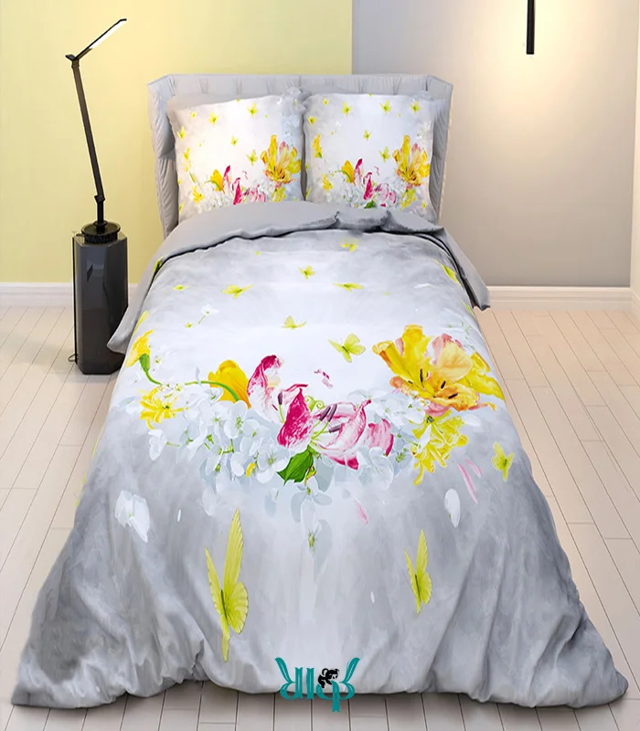 روتختی طوسی پروانه و گل کد d359