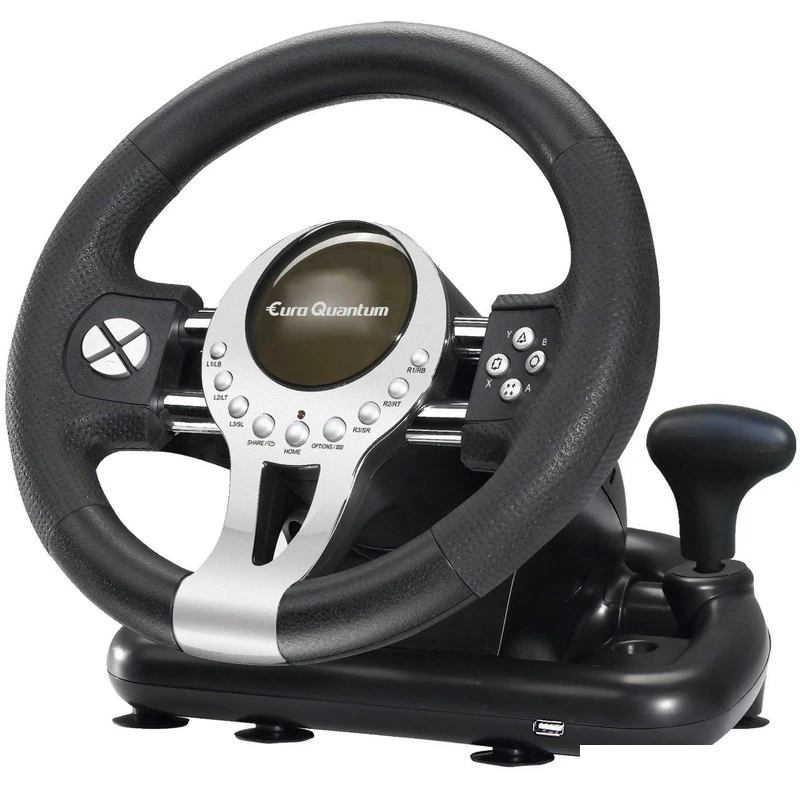 فرمان بازی یورو کوانتم مدل E-Q-RACING WHEEL مناسب برای PS4-XBOXONES-PC-PS3-SWITCH رنگ مشکی