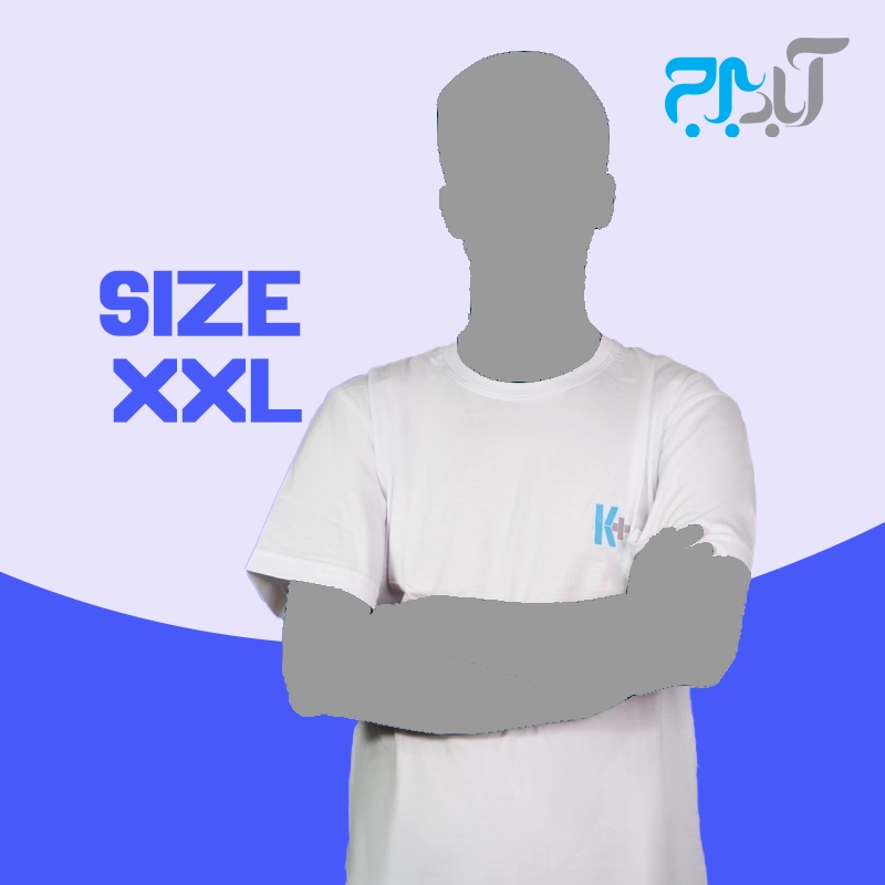 تیشرت یقه گرد سفید با چاپ +K سایز دوایکس لارج ( 2XL )