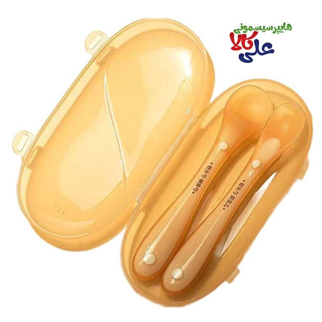 قاشق سیلیکونی ۲ عددی نوزاد با قاب محافظ طرح هی اور شی