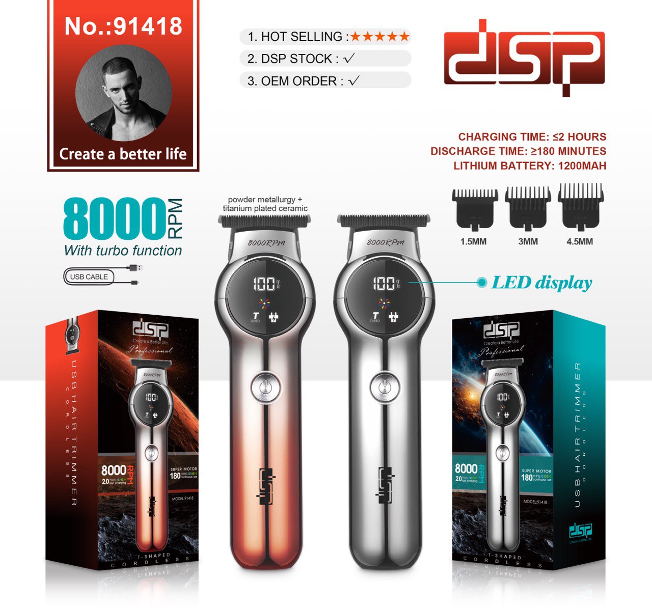 ماشین اصلاح موی صورت شارژی دی اس پی مدل dsp-91418