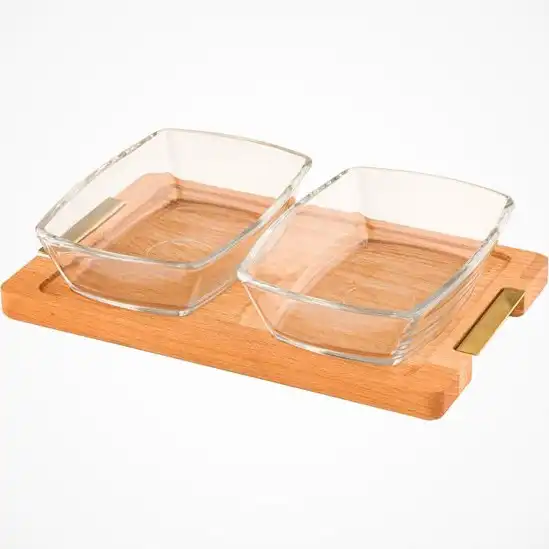 اردو خوری بزرگ 2 عددی پایه چوبی لیمون کد 224459