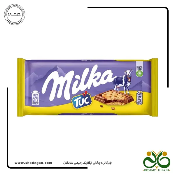 شکلات تخت شیری با ترکیب بیسکوئیت توک میلکا | Milka Chocolate TUC